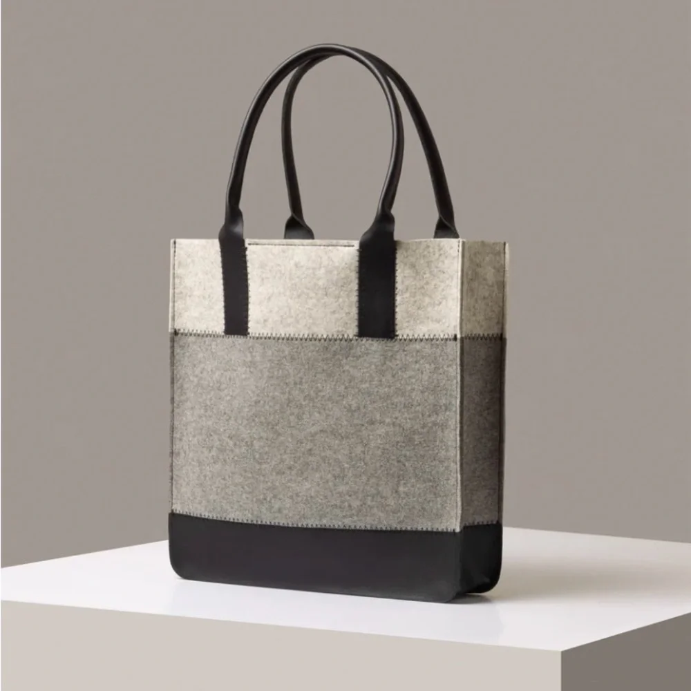 NEW! GRAF LANTZ JAUNT MERINO WOOL FELT TOTE GRANITE/BLACK